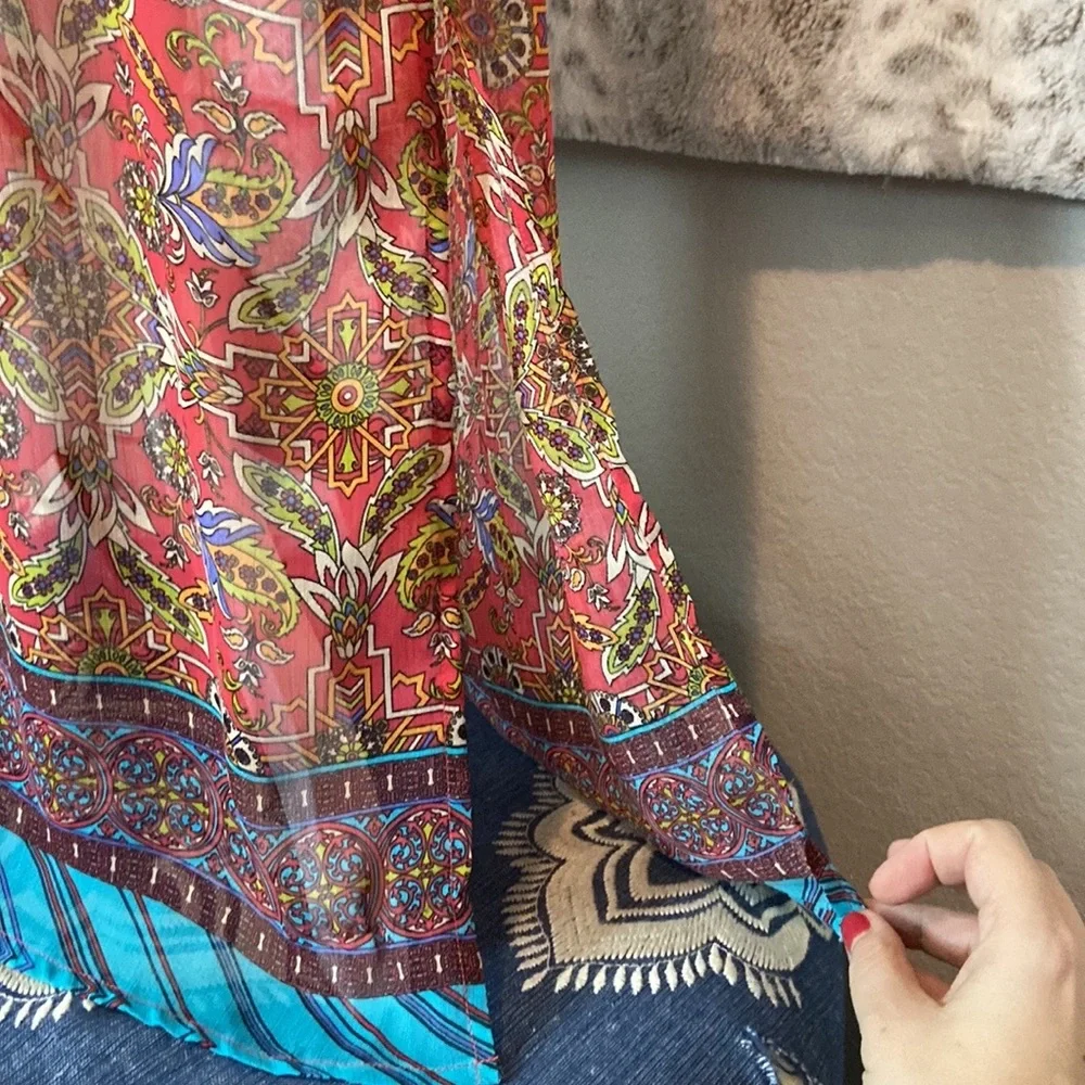 Flying Tomato Red & Blue Patterned Maxi Dress - Picture 14 of 15